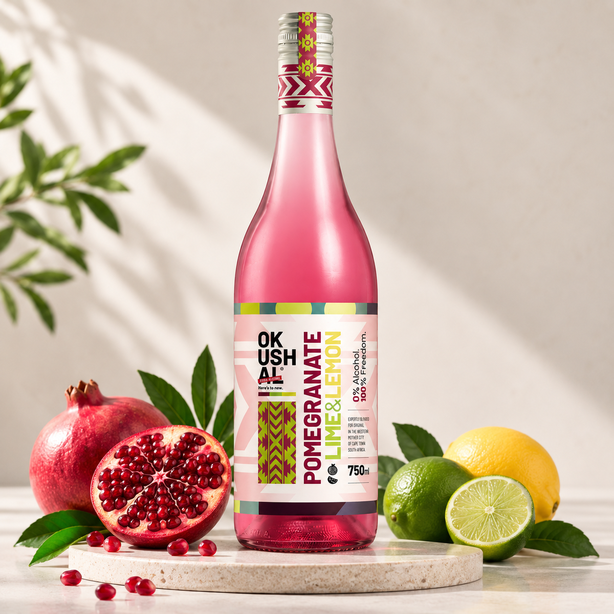 Okushal: Pomegranate Lime & Lemon 750ml Bottle