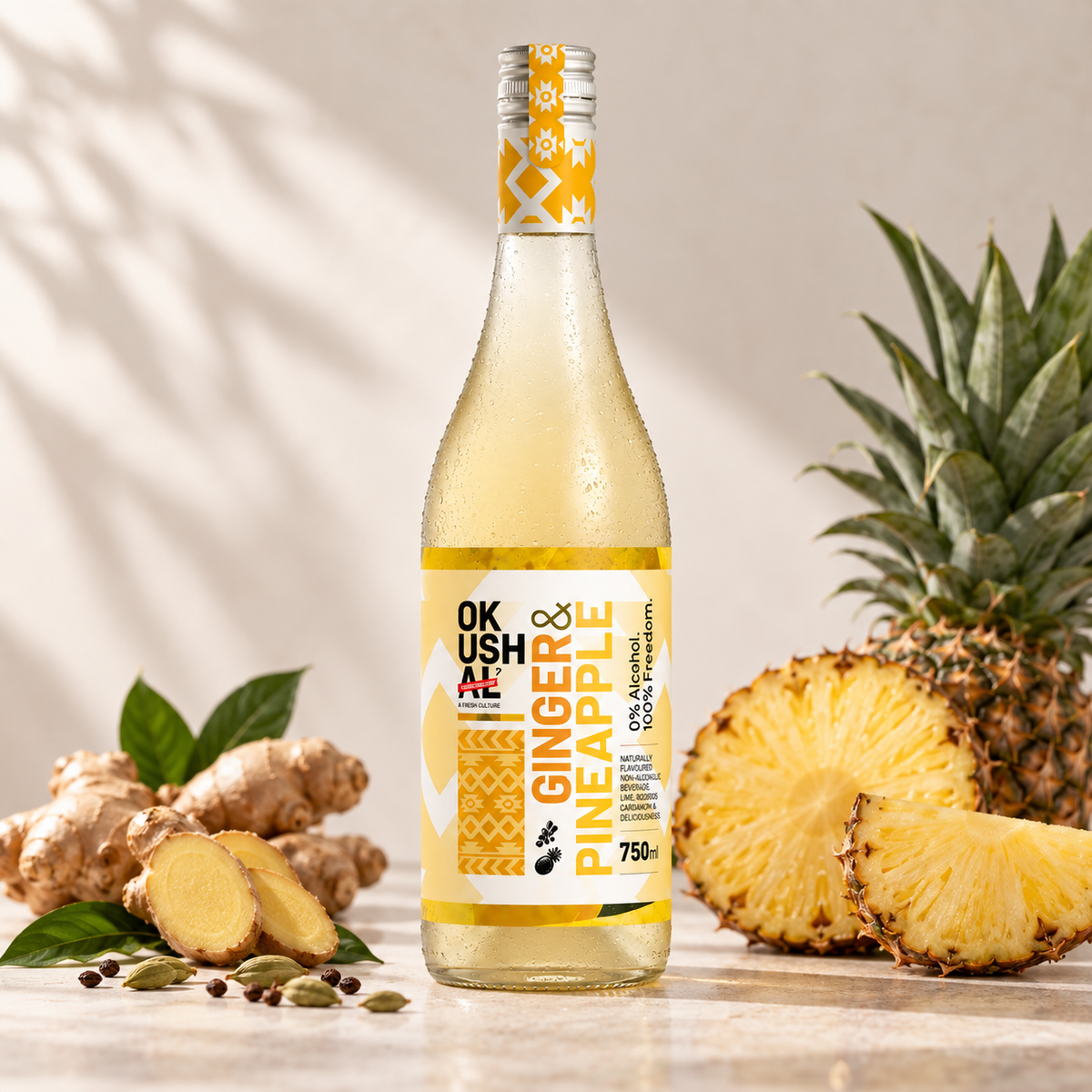 Okushal: Ginger & Pineapple 750ml Bottle