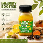 Nutri Vita Immunity Booster bottle with lemon, ginger, turmeric, black pepper and honey