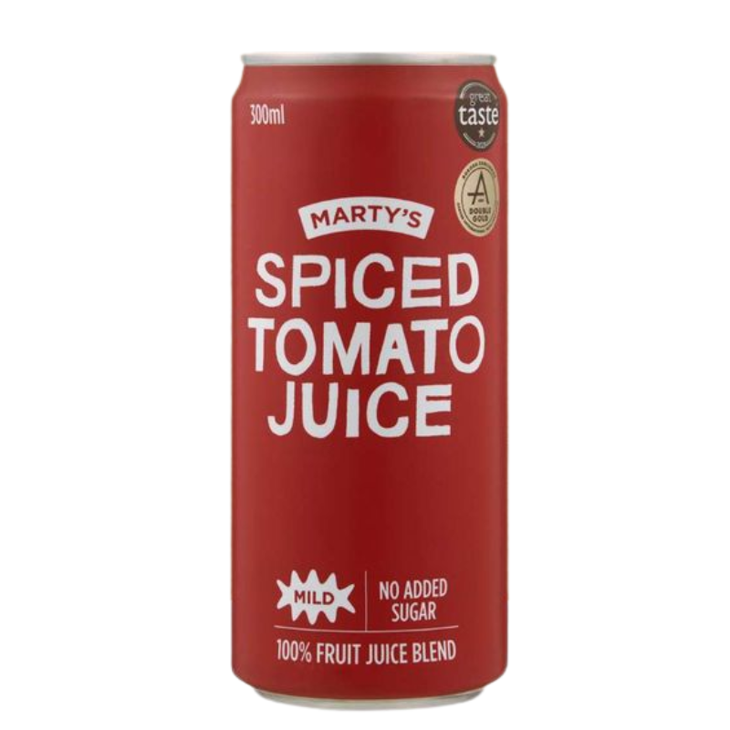 300 ml red can of Marty's mild spiced tomato juice with no added sugar